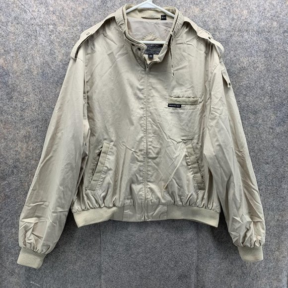 Members Only Sweater Men 46 Khaki Full Zip Pockets Polyester Outdoors Jacket - Picture 1 of 13